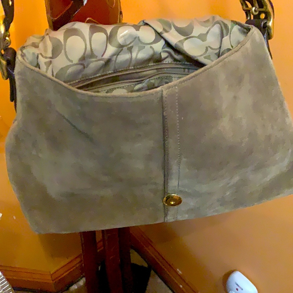 Coach suede brown flap leather purse! - Picture 9 of 11